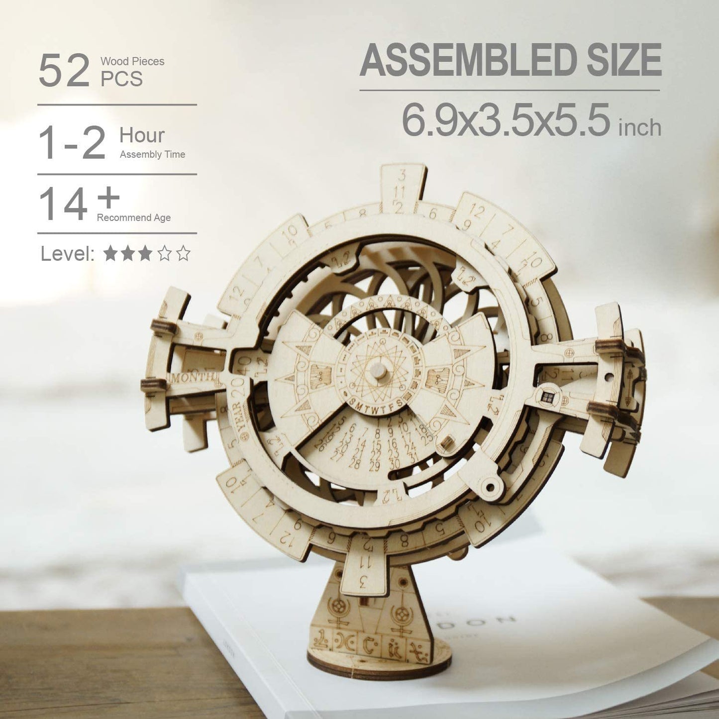 ROKR Perpetual Calendar 3D Wooden Puzzle – 27-Piece Mechanical Desk Calendar