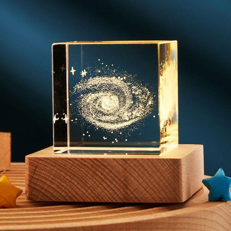 3D Transparent Crystal Cube Night Lamp – USB Desktop Decoration with 3D Etched Design, Warm Ambient Lighting for Bedroom & Kids Party Gift