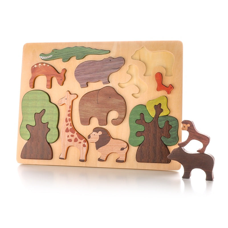 Wooden Animal Jigsaw Puzzle – Educational Montessori Toy for Toddlers & Kids