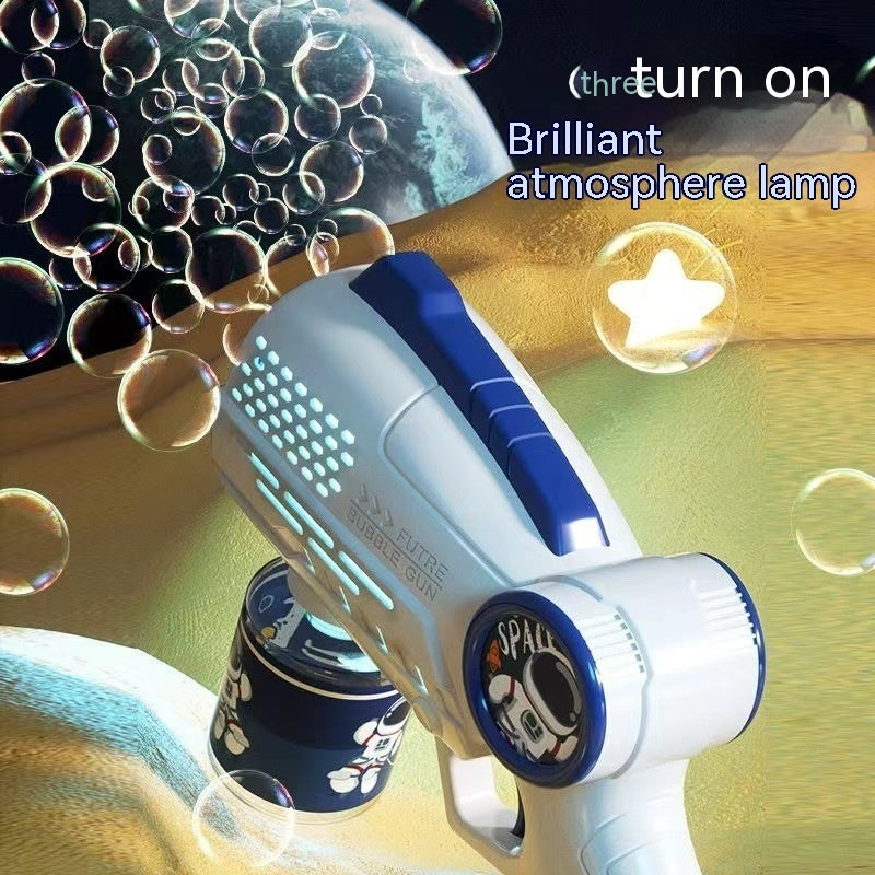 Space Astronaut Bubble Gun – Fully Automatic Electric Bubble Blaster with LED Lights