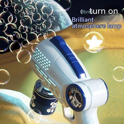 Space Astronaut Bubble Gun – Fully Automatic Electric Bubble Blaster with LED Lights