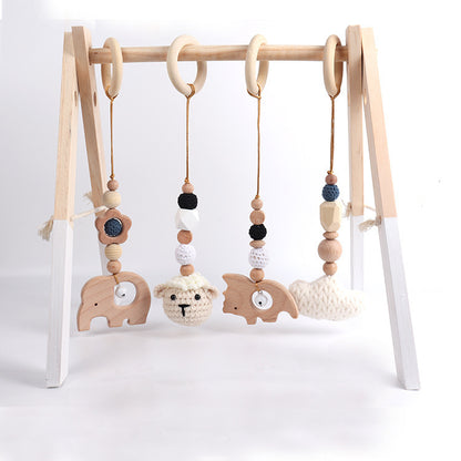 Beech Animal Wooden Baby Rattle – Nursery Room Decoration & Sensory Toy