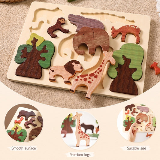 Wooden Animal Jigsaw Puzzle – Educational Montessori Toy for Toddlers & Kids
