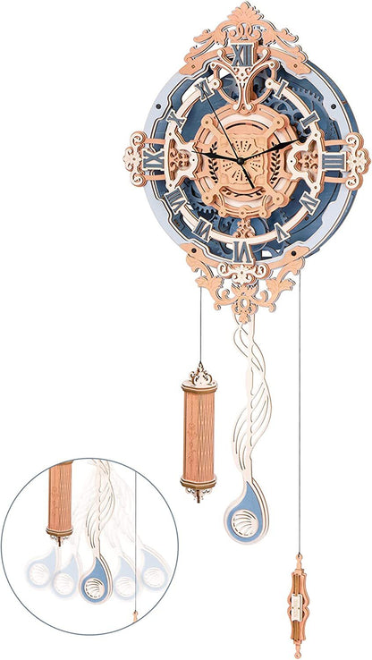 ROKR 231-Piece 3D Wooden Romantic Notes Wall Clock – Gear-Driven Time Art Model