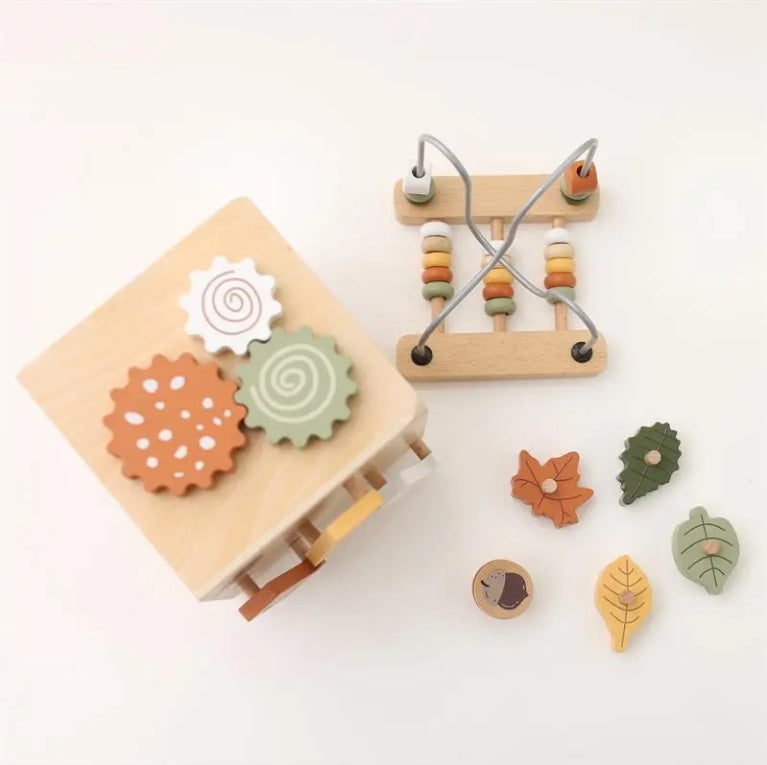 Wooden 5-in-1 Montessori Activity Cube – Bead Maze & Educational Learning Toy