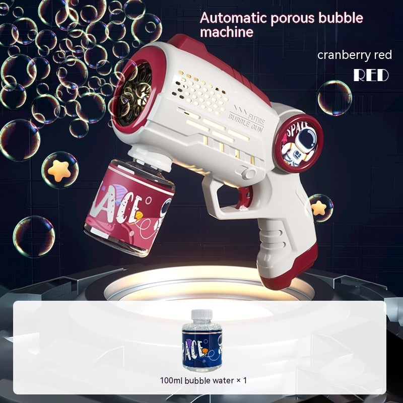 Space Astronaut Bubble Gun – Fully Automatic Electric Bubble Blaster with LED Lights