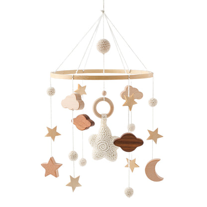 Star Moon Cloud Crib Mobile – Soft Felt Baby Nursery Hanging Pendant, Gender-Neutral Mobile Decor