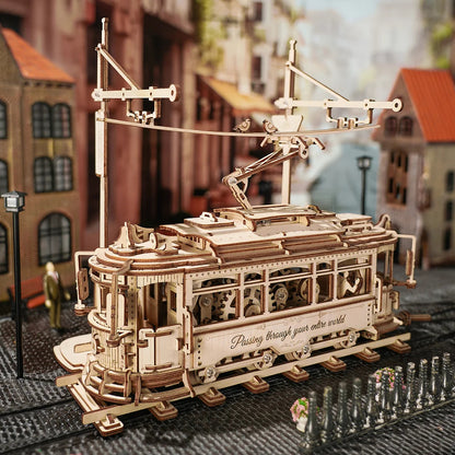 ROKR Classic City Tram 3D Wooden Puzzle LK801 – 374-Piece DIY Mechanical Model
