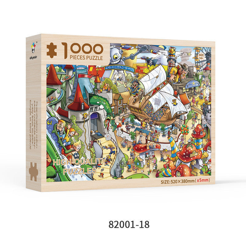 Custom 1000-Piece Wooden Puzzle – Special Shaped Educational Jigsaw for Adults