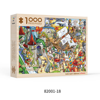 Custom 1000-Piece Wooden Puzzle – Special Shaped Educational Jigsaw for Adults
