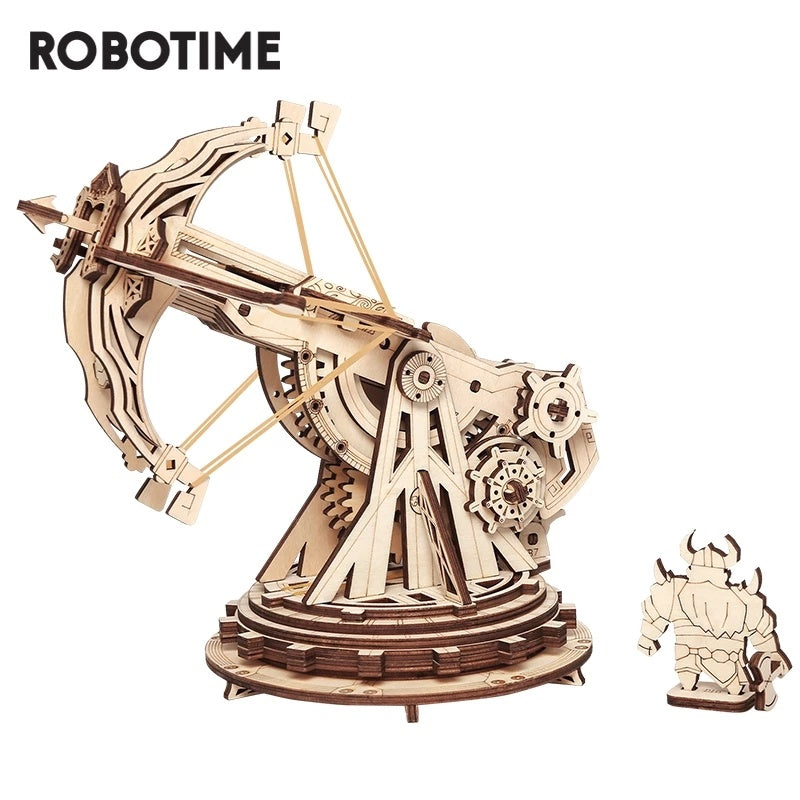 Robotime ROKR KW401 Siege Heavy Ballista 3D Wooden Puzzle – DIY Mechanical Catapult with 360° Rotatable Base & Launch Mechanism