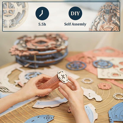 ROKR 231-Piece 3D Wooden Romantic Notes Wall Clock – Gear-Driven Time Art Model