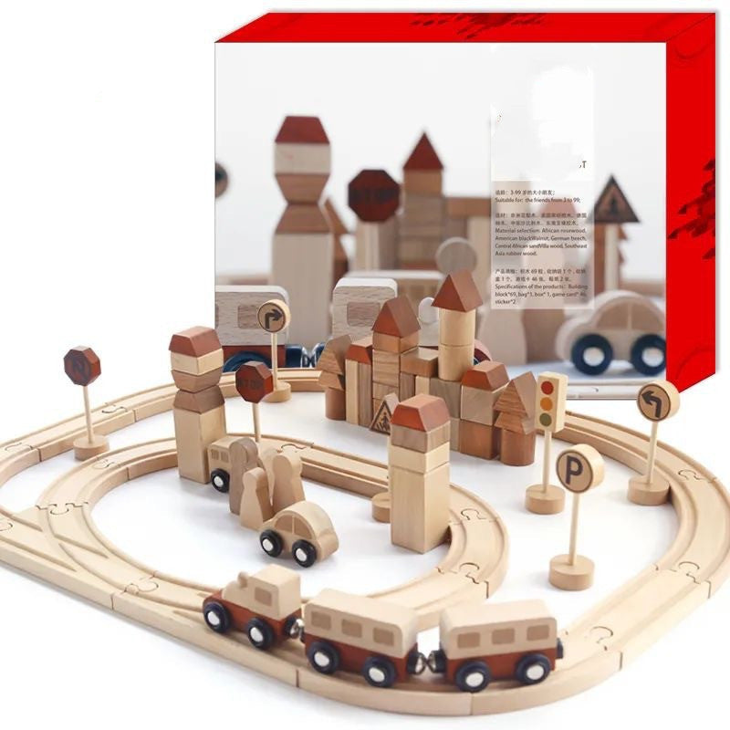 Wooden Forest Track Puzzle – Children's DIY Urban Rail Transit Construction Toy Set