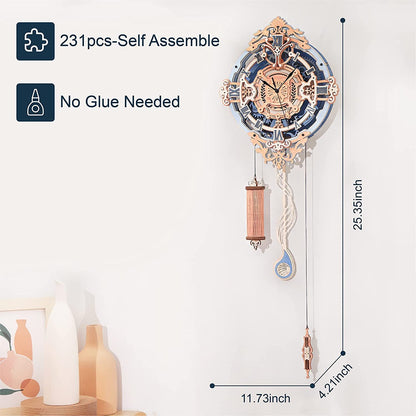 ROKR 231-Piece 3D Wooden Romantic Notes Wall Clock – Gear-Driven Time Art Model