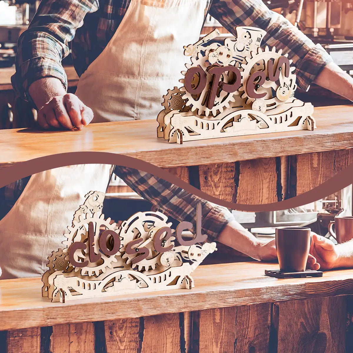 ROKR Open/Closed Sign 3D Wooden Puzzle – Mechanical Door Decor